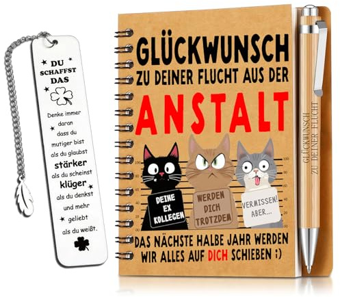 Abschiedsgeschenk Kollegen,3-in-1-Set – Notizbuch,Stift