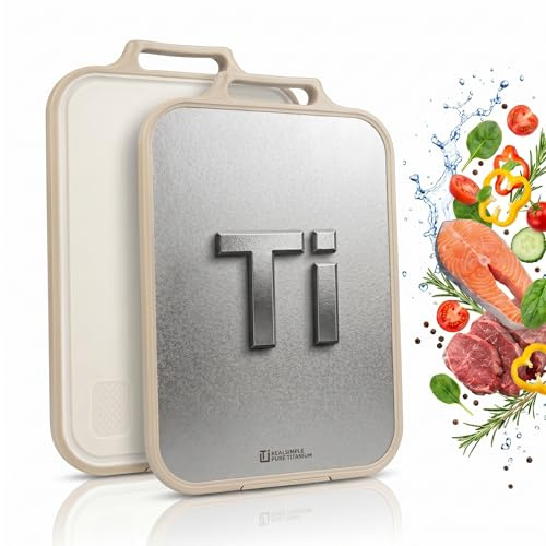 Titan Skärbräda | Antibakteriellt, skrapfritt hackbräda med saftränna & rivningsyta | Hållbart & LFGB livsmedelssäkert | Diskmaskinbart köksbräda för kött, grönsaker och frukt