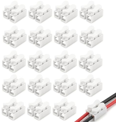 20 Pcs CH2 Quick Spring Wire Connector Blocks Electrical Wire Connectors | Push Fit, Terminal Block Electrical Connectors 220v, Electrical Cable Clamp Terminal Block for Fast Wiring
