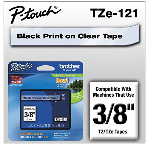Brother Original P-touch Schriftband TZe-121 9 mm, schwarz auf transparent (kompatibel u.a. mit Brother P-touch PT-H100LB/R, -H105, -E100/VP, -D200/BW/VP, -D210/VP)