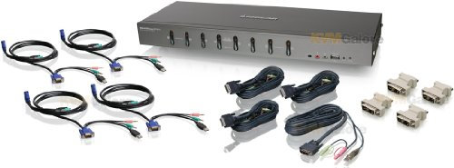 IOGEAR 8-Port Rackmount DVI und VGA Kvmp-Switch mit 4 DVI-D USB KVM, 4-VGA USB Audio/Mikrofon KVM, mit komplettem Kabelsatz (GCS1108KIT2)