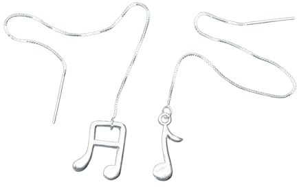 Miniblings Note Ketten-Ohrringe Hänger Kettchen lang Viertel Piano silber | In Berlin von Hand montierter Ohrschmuck, sorgfältig von Hand montiert