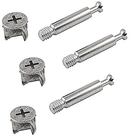 Bulk Hardware bh06023 platt paket möbler skåp fästskruv lås kambult mutter (15 mm x 30 mm) och pluggar (M6 x 42 mm), set med 10 stycken