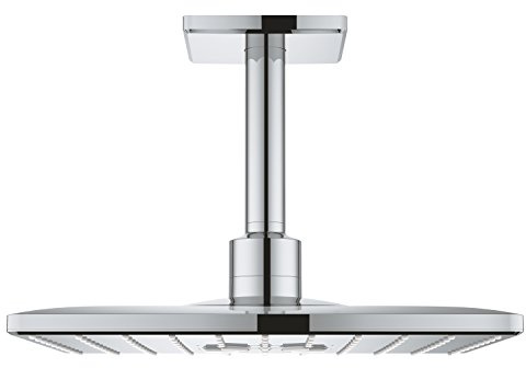 GROHE Rainshower 310 SmartActive CUBE - Conjunto de ducha de techo, 2 chorros (Cabezal 310mm, brazo 142mm, requiere cuerpo empotrado), forma cuadrada, cromo, 26481000