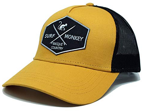 Cappello trucker - Surf Monkey® - Berretto per Uomo/Donna - Taglia unica - Toppa cucita frontale - Chiusura a scatto regolabile - Cappuccio strutturato con profilo medio e schermo preformato