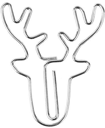 Ideen mit Herz Design-Büroklammern | Motiv-Heftklammern | 3,8cm x 4,3cm | 6 Stück (Hirschkopf | silber)