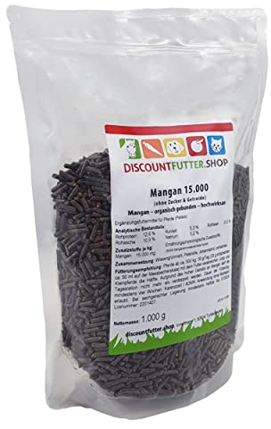 discountfutter.shop - Mangan 15.000 | 1 kg Pellets I GMO - glutenfrei Pferdefutter für Manganmangel | getreidefrei & ohne Zuckerzusatz | organisch gebunden