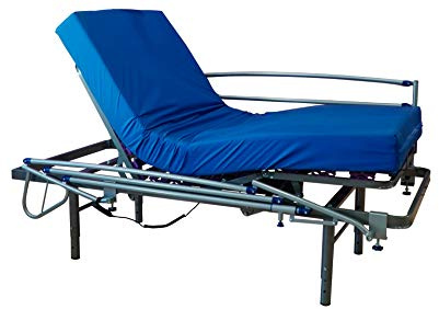 ekamia - Cama Geriátrica Eléctrica con Colchón Sanitario, Patas Regulables y Barandilla - 105cm x 190cm