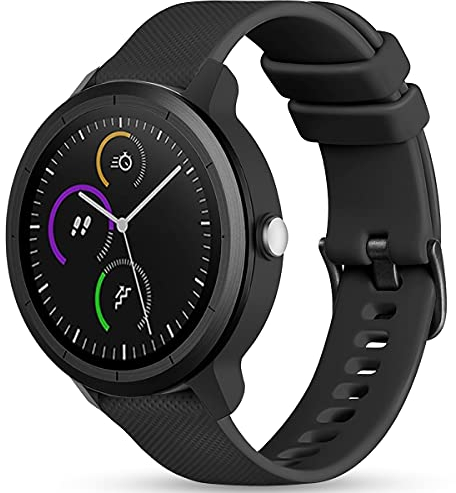 Vobafe Garmin Armband 20mm Kompatibel mit Vivoactive 3/Venu 2 Plus/Venu sq/Vivomove HR, Weiche Silikon Armbänder Sport Ersatzband für Garmin Fenix 7S/Forerunner 55/245/645 Music, Schwarz