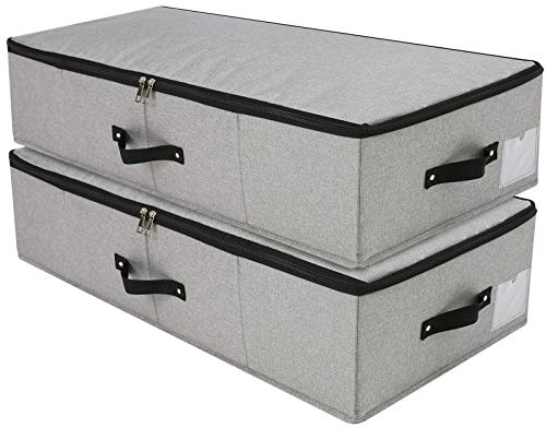 iwill CREATE PRO Unterbettwäsche Organizer Große Aufbewahrungsbehälter mit strapazierfähigem Stoff, 4 verstärkte Griffe, für Kleidung, Schuhe, Decken, Pullover, Spielzeug, Dunkelgrau, 2er Pack | mit Strapazierfähigem Stoff, 4 Verstärkte Griffe, für Kleidung, Schuhe, Decken, Pullover, Spielzeug, Dunkelgrau, 2er Pack