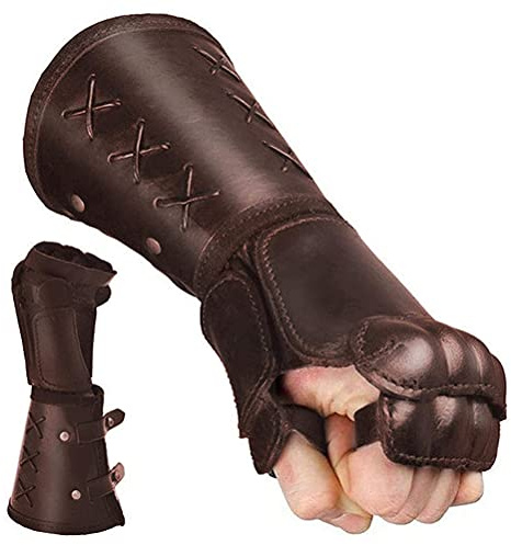 Chiyyak 1 Paar Retro Gauntlet Armband, Gothic Kunstleder Armschützer Handschuh Mittelalter Steampunk Arm Rüstung Manschette Ritter Cosplay Handschützer