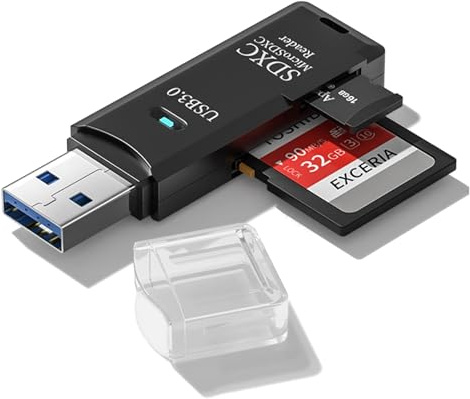 USB3.0 Micro SD-kortläsare, 5 Gbps 2-i-1 SD-kortläsare till USB-adapter, Wansurs minneskortläsare för SDXC, SDHC, MMC, RS-MMC, Micro SDXC, Micro SD, Micro SDHC och UHS-I-kort (1-pack svart)