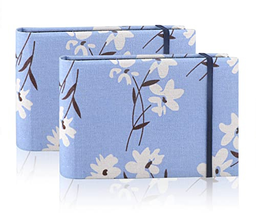 2 Pack Klein Fotoalbum Einsteckalbum für 200 10x15 Fotos,Small Pocket Photo Album Mini Fotobuch Schwarze Seiten Fotoalbum zum Einstecken mit Leinen Einband für Hochzeit Baby Urlaub Geburtstag (Blume)