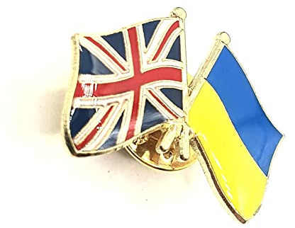 Ukraina Storbritannien Union Jack vänskap metall emalj landsflaggor pin emblem, Metall