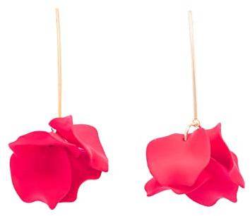NILUXE DESIGN - Pendientes Flores Colgantes y Barra de Acero Inoxidable Dorados. Pendientes Mujer Petalos de Resina- Disponible Colores -Día de San Valentín Fiesta -Ideal para Regalar