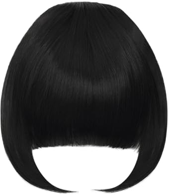 Luxiremi Clip in Pony Schwarz Natürlich Face Pony Clip in Fringe Bangs Extension Dick Fake Haarteile für Erwachsene Frauen