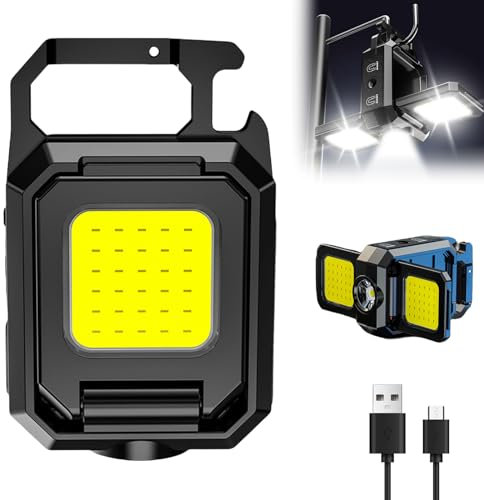 Acboor Lámpara de trabajo LED, lámpara de trabajo recargable, luces de inspección con abrebotellas, lámpara de taller, resistente al agua, para reparación de coches, camping