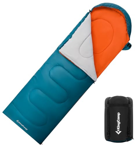 KingCamp Schlafsack, warm und leicht, einzigartigem Farbdesign, komplett entfaltbar, vielseitig einsetzbar Schlafsack Outdoor, wasserabweisend, Schlafsäcke für Camping, (Himmelblau L Zip, 220×75cm)