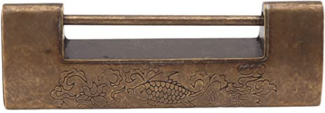 Tissting Antikes Vorhängeschloss 6cm/2.36in Messing Chinesischer Stil - Dekoratives Vintage Schloss Mit Münzschlüssel Für Schmuckkästchen Und Schränke