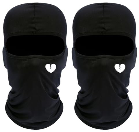 QOHNK 2 st balaklava heltäckande ansikte herr cykelmössa skidmask huva vandring camping jakt taktisk militär keps motorcykel, Svart, one size
