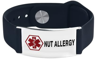 LSxAB Men's Medical Alert Bracelet for Women ID Emergency Health Alarm Laser Engraved Adjustable Silicone Wristband Bracelets
