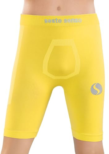 sesto senso Underbyxor barn pojkar cykelbyxor korta under shorts sport tajt, GUL, 116cm - 140cm