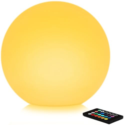 12-in Solar Garden Globe Light Outdoor, Solar Glowing Ball Light w/Remote, 16 RGB Color Changing Waterproof Large Outdoor Orb Lamp, Landscape Lighting Mood Lamp w/Ground Stake for Patio Yard Lawn Path