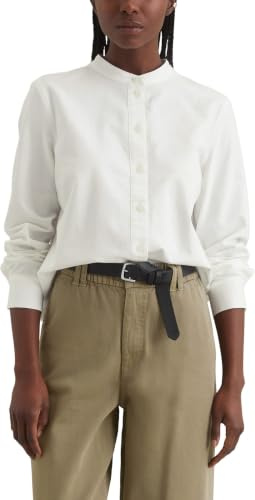 Marc OߴPolo Denim femmes blouse à col montant relaxed fit, Blanc (Silky White), XL