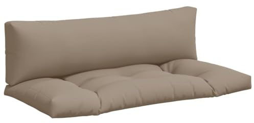 vidaXL Palettenkissen 2-TLG. Taupe Stoff