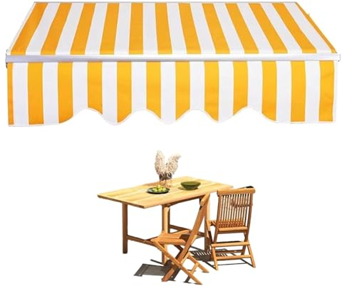 New! Ausziehbares Ersatzgewebe für Terrassenmarkise, manuell, für den Außenbereich, ideal für den privaten und gewerblichen Gebrauch, Gelb, 4 x 1,8 m