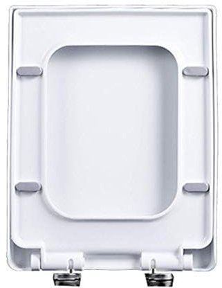 Wttfc Sedile WC Quadrato con Chiusura Morbida, Copriwater Sedile Tavoletta WC Coperchio,Colore Bianco, con Chiusura Rapida, con Cerniere Regolabili in Acciaio Inossidabile,Square A