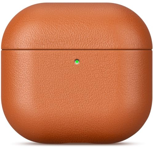 Haobobro [Nappa Series] Leder Hülle für AirPods 4. Generation 2024 - Handgefertigt AirPods 4 Ledercase - Stoßfest AirPods 4 Leather Case - AirPods 4 Schutzhülle Lederhülle - Braun