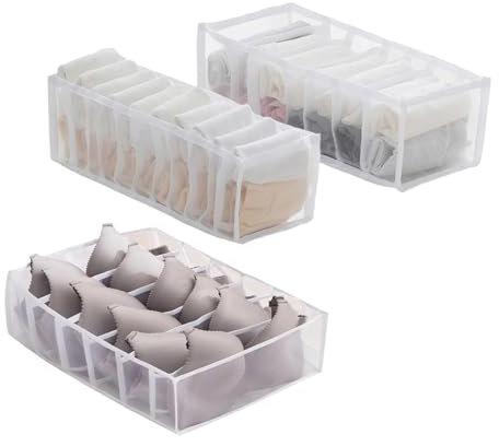 RANYAKE Organizer Per Reggiseni Cassetti,Organizer pieghevole per armadio,Divisori per Cassetti Separatori per Cassetti Organizzatore Cassetti,per Calze,Biancheria Intima(3 Pezzi)