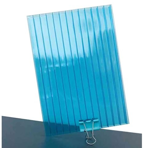 12 Pièces Feuille De Remplacement De Cadre Froid D'isolation De Toit De Panneau De Serre En Polycarbonate À Double Paroi For Auvent De Garage De Balcon, Coupe Facile À Plier(Light blue,1.05X1m-6mm)