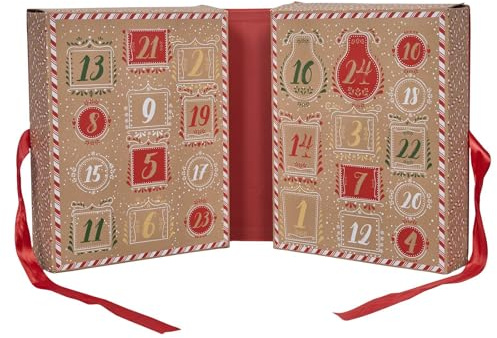 HOME DECO FACTORY, BO0158, Adventskalenderkerze und magische Überraschungen für Weihnachten, festliche Dekoration, warme Atmosphäre, Geschenkidee, 25 cm, braunrot