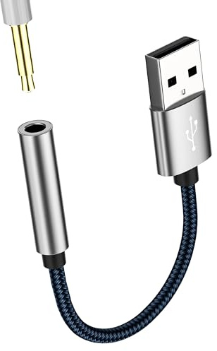 Adaptateur USB vers jack 3,5 mm USB-A mâle AUX femelle audio externe auxiliaire casque audio dongle câble stéréo convertisseur voiture microphone musique PC ordinateur portable ordinateur connecteur