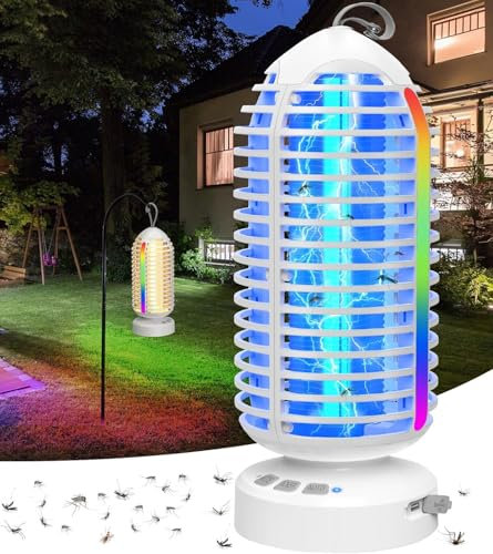 Insetticida batteria 2 pezzi, 4000 mAh, lampada da campeggio con luce RGB, 3000 V, repellente per zanzare, per esterni, USB, IP65, insetticida elettrico, portatile, per interni, giardini, campeggio