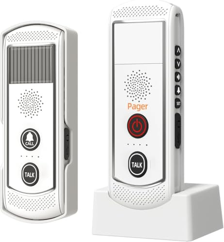 PANDAAR 2 Way Intercom Doorbell, Long Range Doorbell Wireless 4900ft,3 Volume Levels,21 Chimes,Waterproof Indoor Outdoor Intercoms for Home Business Classroom,2 Pack White