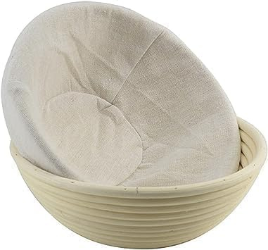 Beige 9 Inch Proofing Bread Basket Cloth, Reusable Breathable Liner Cotton Flax Banneton Proofing Bread Cloth, Round Baking supplies Baskets,Baking Tools Accessories