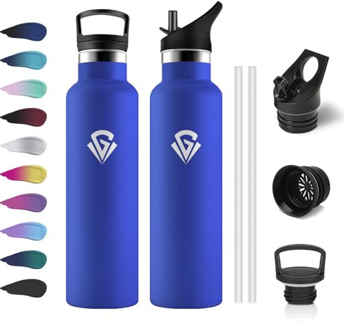 Borraccia Termica 750ml, Borraccia con Cannuccia, senza BPA, Termos a Doppia Parete, Riutilizzabile, Facile da Pulire, a Prova di Perdite, Borracce per Uffici, Palestra, Viaggio, Campeggio, Gym