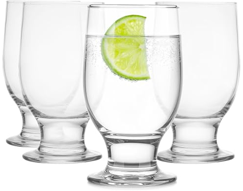 Glasmark KROSNO 1992 Juego de 4 Vasos para Agua Jugos Drinks Transparentes con Pie Lavables en Lavavajillas 215 ml