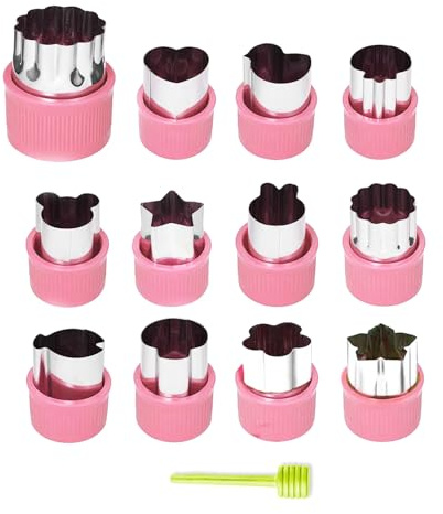 Kaizuca 12 Pcs Stainless Steel Cookie Cutters, Pastry & Sandwich Cutter Set, Vegetable Cutter with Safety Handle, for Cake, Fruit, Biscuits, Pastry, Sushi, Vegetables