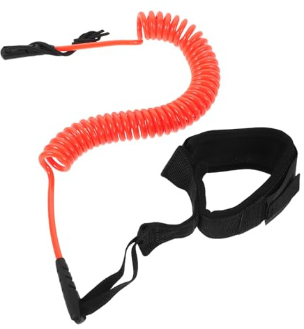 UKCOCO Laisse de Surf TPU Élastique pour Paddleboard Sangle Ergonomique Ajustable Conception Spirale Portable Accessoire de Sécurité pour Sports Nautiques Orange