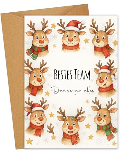 JOYEASE 12er Team Karte Weihnachten A6 mit Umschlage, Team Geschenk, Kleine Weihnachtsgeschenke für Kollegen, Mitarbeiter Geschenk Weihnachten, Dankeschön Karten Firmenfeier Büro