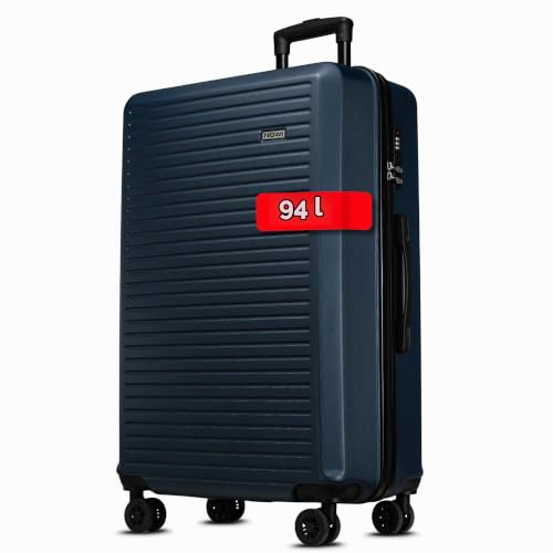 NOWI Koffer XL 94L – großer Hartschalen-Reisekoffer mit Rollen – robuster Trolley, Zahlenschloss, Ultraleicht, Suitcase Luggage rollkoffer groß 23kg (Navy Blau, XL)