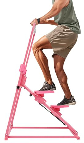 Donened - Machine d'escalade, vélo elliptique, stepper d'escalier pliable, charge maximale 100 kg, machine d'escalade verticale pour entraînement complet du corps (rose)