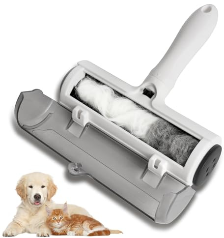 NursCare Reusable Lint Roller for Pet Hair - Extra Sticky Washable Cat & Dog Hair Remover for Furniture, Couch, Carpet, and Car - Eco-Friendly Portable Fur Removal Tool, No Refills Needed. White.