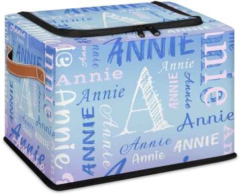 Personalised-Kids-Toy-Box Custom Storage Baskets Storage Bins Storage Box with Lid Collapsible Fabric Organizer for Children's Toys Crafts Clothes for Girls Boys Bedrooms with Name Blue & Purple