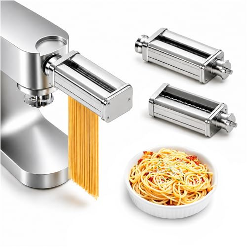 Nudelaufsatz für Kenwood Küchenmaschine 3-teilig – Pasta Roller, Spaghettischneider & Fettuccineschneider – Edelstahl Aufsätze Inklusive Adapter – Küchenmaschinen Zubehör für Kenwood von MMOBIEL