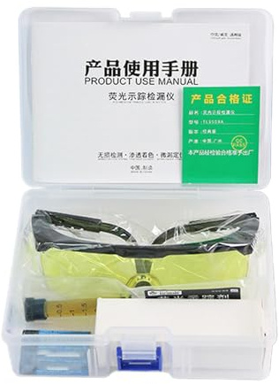 AC Leak Detector Kit – Detektionsverktyg För Luftkonditionering | Bärbar UV- Ficklampa Glasögon Set | Köldmedelsfärgämnestestpaket För Källare Husbilsfordon Home Auto System